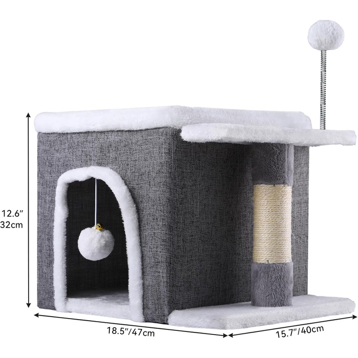 Кіт-будинок YITAHOME для дому, складаний, 47x40x32 см, з когтеточкою та іграшкою, для середніх та великих котів