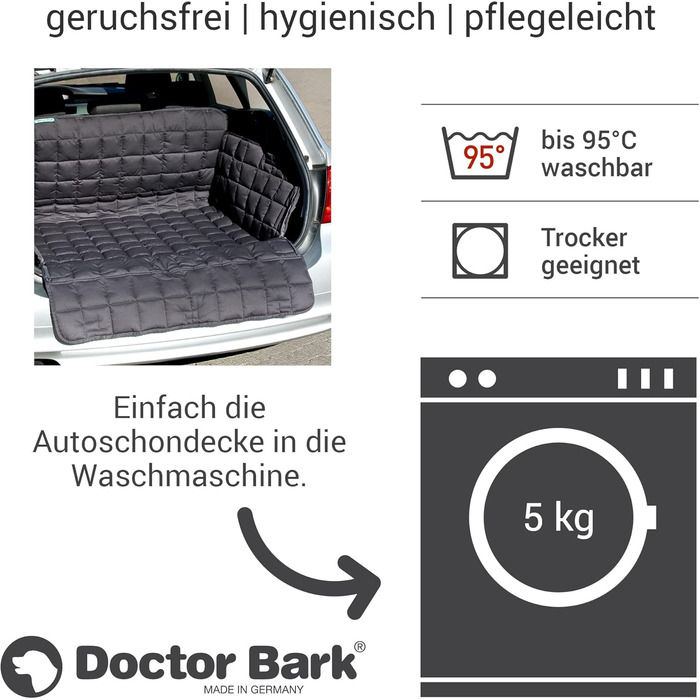 Захист для багажника автомобіля Doctor Bark для собак з захистом краю вантажного люка, миючий та без запаху, комфортний захист з усіх боків для SUV, універсалів та мінівенів (Розмір S/M - 80x100 см/Сірий)