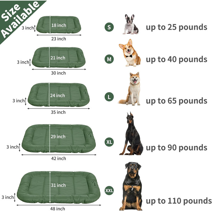 Килимок для собак Khonsu з роликом для шиї, водонепроникний, міцний, великий (до 27 кг), зелений