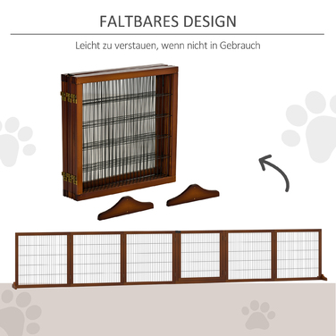 PawHut Barrier Dog 6 штук, складні ворота 432 x 70 см з 2 опорними ніжками, окремо стоячі ворота для собак, сходові ворота для середніх собак, для передпокою, сходи, кава | Аосом