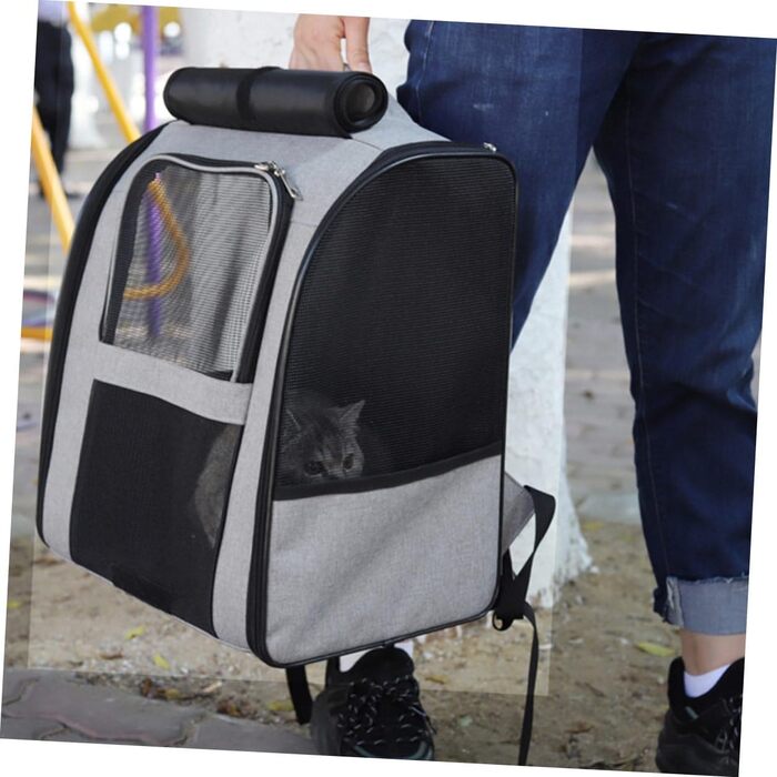Рюкзак-переноска для котів Garvalon з дихаючого Оксфорду, великої місткості, практичний, для транспортування котів та маленьких домашніх тварин, з боковими кишенями, зручний та міцний для подорожей