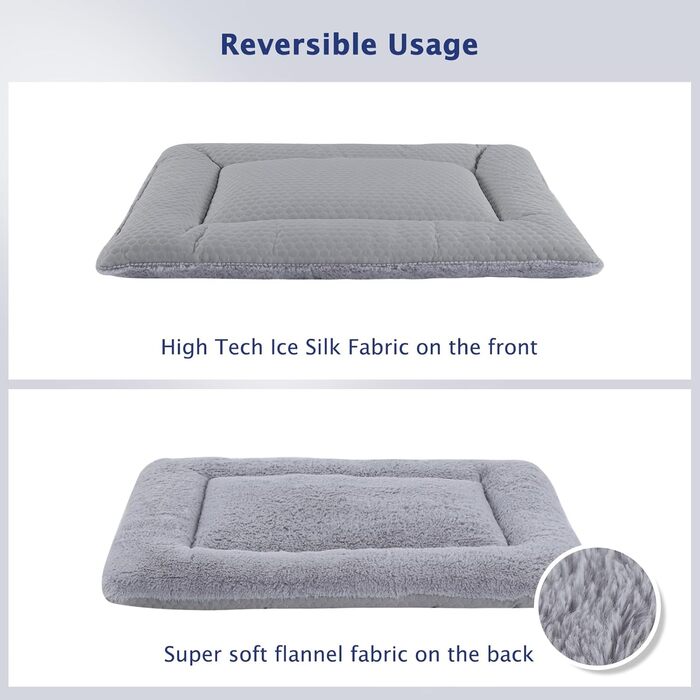 Килимок для собак BVAGSS XH080 (76x50 см, сірий) – двосторонній, прохолодний та теплий, для маленьких, середніх та великих собак