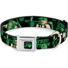 Нашийник для собак Buckle-Down Green Arrow, 22,9–38,1 см, чорний/зелений, з логотипом, міцний нейлон