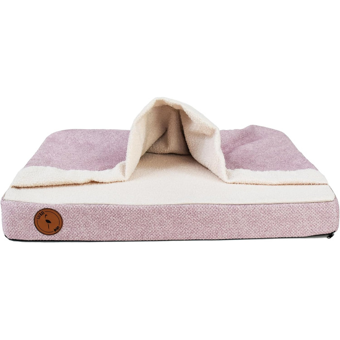 М'яке ліжко для собак середніх порід з ортопедичною матрацом, капюшоном та неслизьким покриттям. Легко миється, з блискавкою. Рожевий колір, 85 x 70 x 10 см