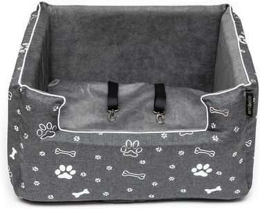 Автокрісло для собак Boutique Zoo | М'яке автокрісло для собак, котів та інших тварин | На заднє сидіння, пасажирське сидіння | Лежанка для собак, переноска для собак | Поліестер, штучна замша | Колір: Сірий | Розмір: M (47x40 см)