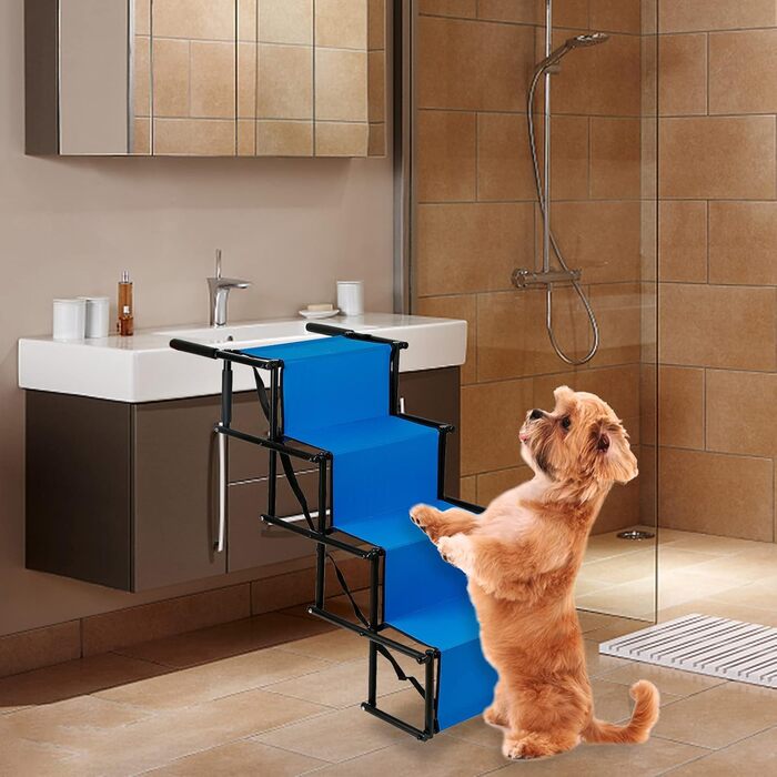 Сходинка для собак - пандус для автомобіля - регульована, складана, чорна/синя (139*45*76 см)