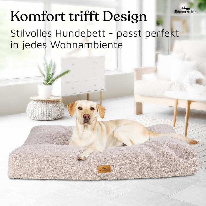 Ортопедична подушка для собак Freudentier - для маленьких, середніх та великих собак, 100x70 см, Greige, з сертифікацією Oeko-Tex, миється, антиковзаюча, лежанка/кошик для собак