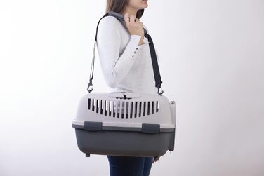 Переноска для собак і котів Nomade 2, до 8 кг, 55x36x35 см, пластикова, міцний поліпропілен, пластикові дверцята