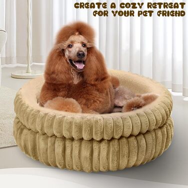 М'яке ліжко для котів та маленьких собак, 60x60x20 см, коричневе, плюшеве, для сну