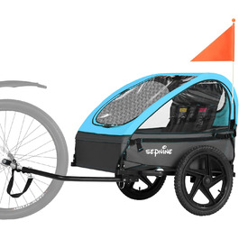 Дитячий велопричіп Sepnine для 2 дітей, від 12 місяців, з 5-точковим ременем та сумками, синій BT609