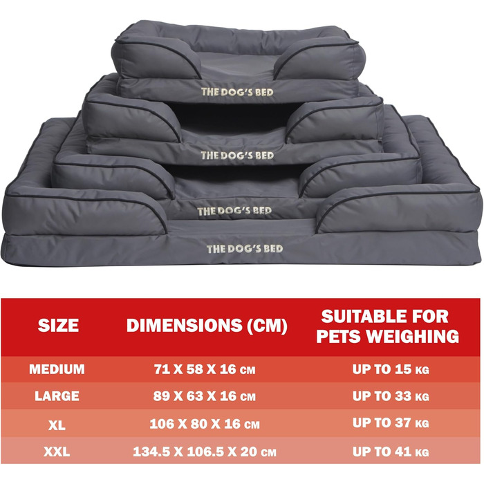 Ортопедичне ліжко для собак з ефектом пам'яті, водонепроникне, велике, сіро-срібне, знімні чохли (XL, сірий з чорним контуром)