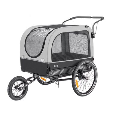 Причіп для собак CXWXC 2-в-1: велосипедний причіп та візок для собак з амортизаторами, сірий, вантажопідйомність 40 кг