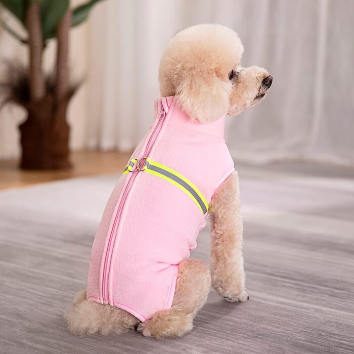 Теплий зимовий пуловер для собак з флісу та світловідбиваючою вставкою (XXL, рожевий)
