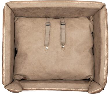 Автокрісло для собак та котів | М'яке автоліжко для тварин з штучної шкіри | Рожевий колір, розмір M (47x40 см)