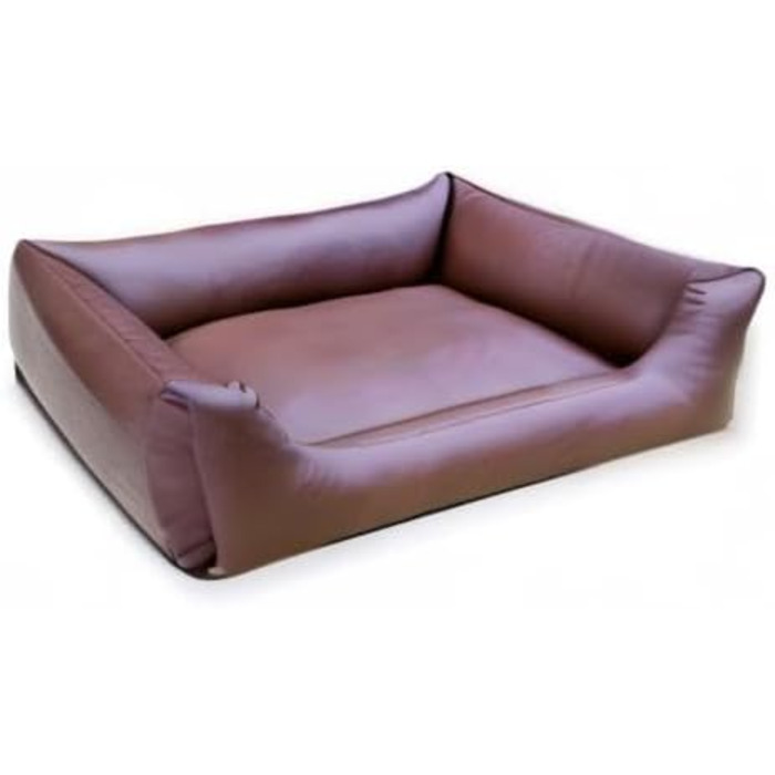 Водонепроникне ліжко для собак 4L Textil Mario з штучної шкіри, корзина для собак, ліжко для великих і середніх собак, собаче ліжко XXL (120x90 см, Коричневе)