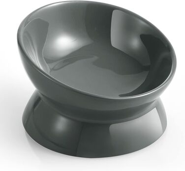 Підвищений годівниця для котів LoeJan, 142 мл, кераміка, анти-блювотна, для захисту хребта, підходить для котів, маленьких собак та кошенят, сірий колір, 1 шт.