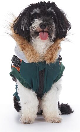 Зимовий теплий пуховик для собак з протекторними отворами, вітронепроникна куртка для холодної погоди, бавовна, костюм для цуценят, маленьких та середніх собак, розмір XL (2XL: обхват грудей 55 см, Стиль 6: зелено-коричневий)