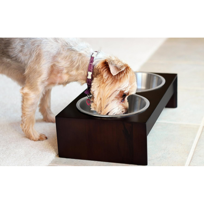 PetFusion елегантна годівниця з масиву дерева, коротка, 41x22x10 см