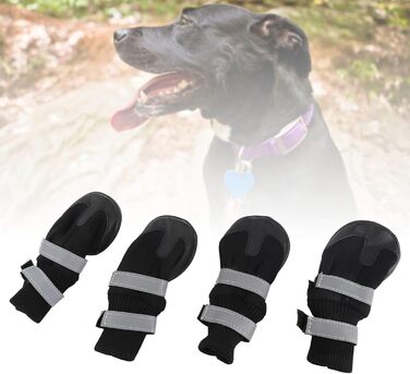 Чоботи для собак Zerodis чорного кольору (4 шт.) - водонепроникні, з антиковзаючою підошвою, теплі захисні чоботи для середніх та великих собак (XL, блакитний)