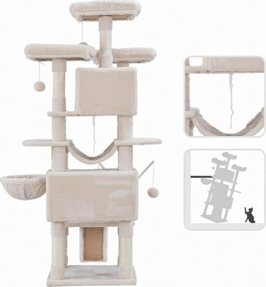 Ігровий комплекс для котів XXL: будинок-вежа з дряпачками, 185 см