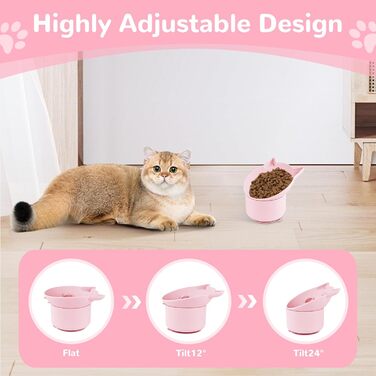 Підвищений годівниця для котів - годівниця для повільного годування, регульована висота, силікон, рожева