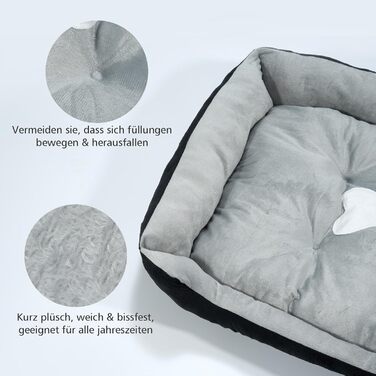 Лежанка для собак середнього розміру з високими бортиками та знімним чохлом, 80x60x15 см (Сірий)