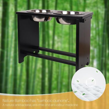 Підвищені годівниці для собак великих порід, годівниці на підставці, без розливання, годівниця для собак велика з 2 мисками з нержавіючої сталі (чорний) XL, висота 35.56 см, об'єм миски 48 oz (чорний)