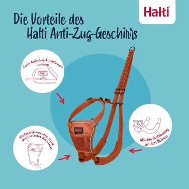 Нашийник HALTI No Pull для собак - запобігає потягування, м'який, світловідбиваючий, регульований (Dunkelorange, M)