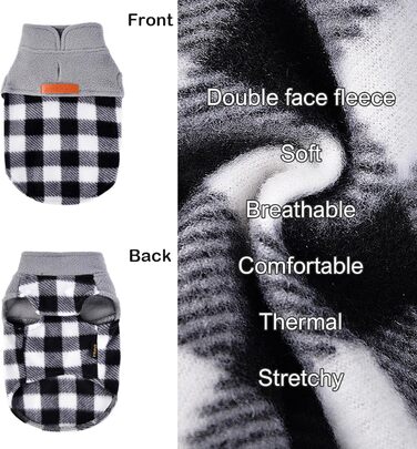 Флісова жилетка для собак Kosiyi, теплий собачий светр з отвором для повідка, одяг для домашніх тварин, легкий собачий халат для маленьких собак, хлопчиків та дівчаток, на осінь та зиму, в клітинку, сірий, розмір XX-Small
