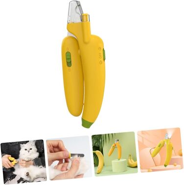 Безпечний тример для кігтів собак та котів BESPORTBLE з LED-підсвічуванням (14x5x2 см, жовтий)