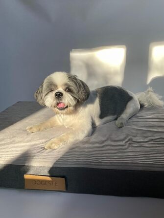 Ортопедичне велике ліжко для собак, подушка для собак, матрац для собак з пральною наволочкою, щадяще для суглобів, собаче ліжко/матрац з можливістю гравіювання імені (сірий, L 90 см x W 70 см x H 10 см)