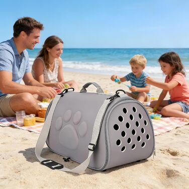 Сумка для тварин Katzen Reisetasche: переноска для собак та котів на плечі, сіра, L