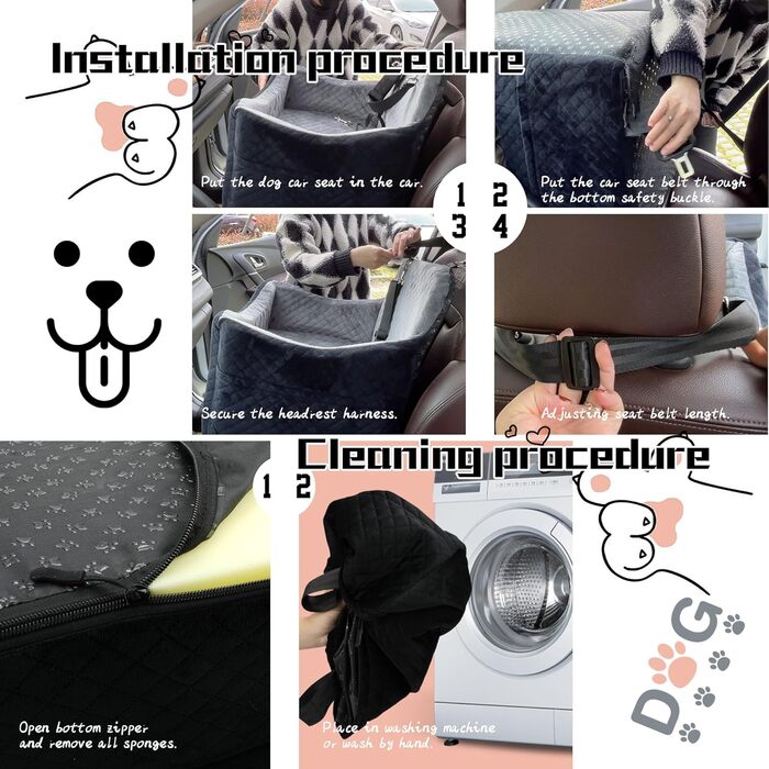 Автокрісло для собак: безпечне та зручне автокрісло для маленьких та середніх собак з ременями та кишенями для зберігання, миється та знімається