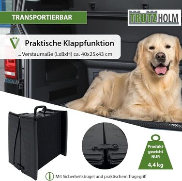 Рампа для собак TRUTZHOLM, складна, до 75 кг, антиковзаюча поверхня, допомога при завантаженні, чорна (трисекційна)