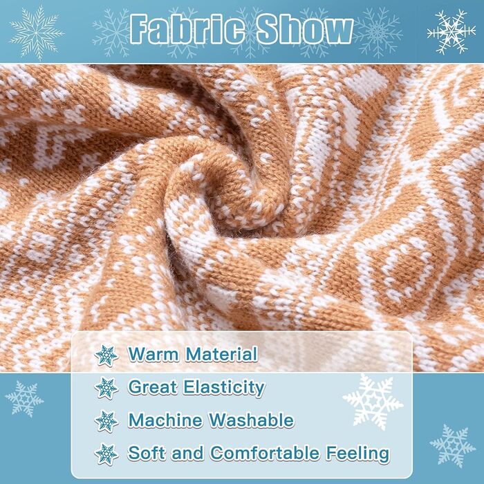 Теплий зимовий пуловер для собак та котів Bingpet з мотивом сніжинок, бежевий (L)