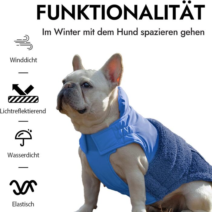 Зимовий теплий жилет для собак з інтегрованим шлейкою, водо- та вітронепроникний, світловідбиваючий, зручний, регульований (Блакитний, 3XLP, обхват грудей 55 см)