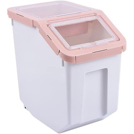 Контейнер для корму для тварин, контейнер для корму для собак зі шкребком, стекуваний, 10 кг, контейнер з кришкою, сірий, розмір L (Рожевий-Великий)