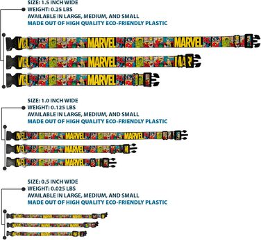 Нашийник для собак Marvel з кліпсою, пластиковий, 22,9-38,1 см, ширина 1,3 см, багатокольоровий