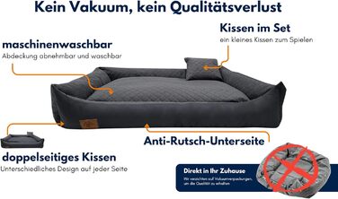 Ліжко для собак Odolplusz XXL, 120x90 см - знімний, водонепроникний чохол, зручний кошик для великих та середніх собак, миється та міцне, Графіт, 80 x 120 x 20 см