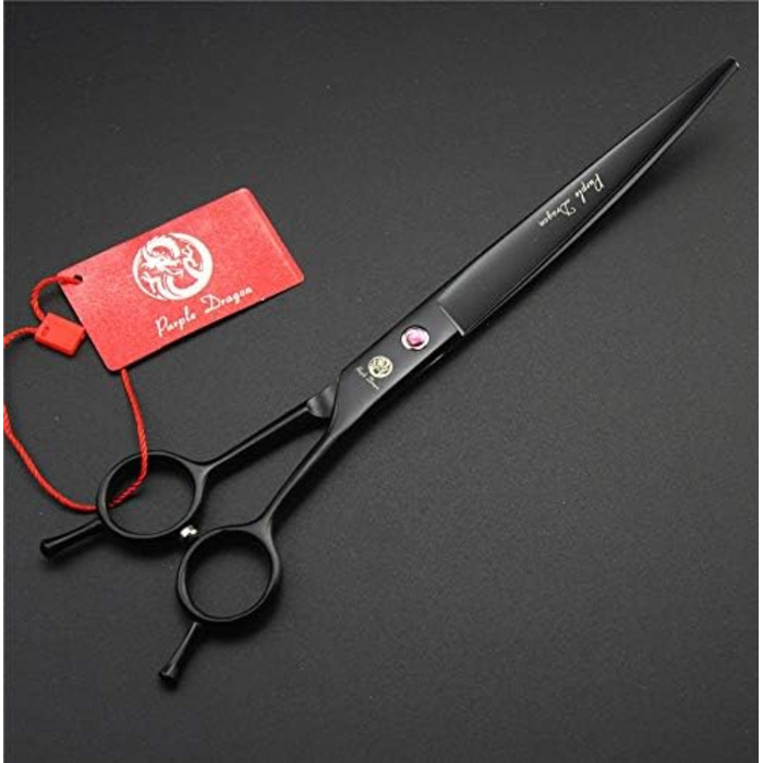 Набір для догляду за собаками Purple Dragon: вигнуті та фінішні ножиці, 20.3 см (8 дюймів), чорний колір