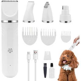 Набір для догляду за собакою вдома: машинка для стрижки, ножиці, інструменти для грумінгу. Підходить для собак, котів та цуценят. Білий колір