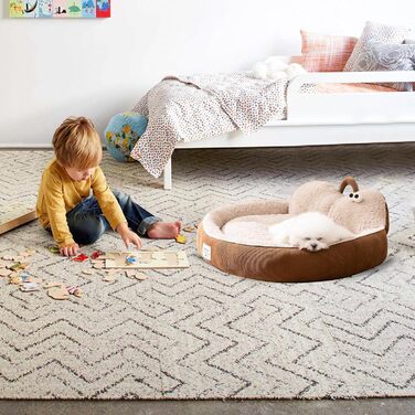 Кругле ліжко для котів Galatée Donut, м'яке ліжко для домашніх тварин, зелене, (M, коричневе)