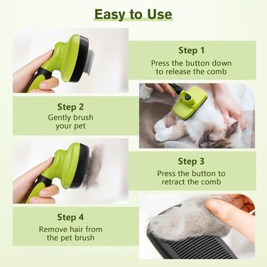 Щітка для собак з довгим волоссям Pecute, щітка для котів, щітка для домашніх тварин, самоочисна висмикувана щітка, класична модель L