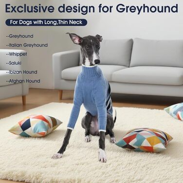 Пуловер IECOii для собак з навушниками, теплий зимовий костюм для грейхаундів, курчаків, віппетів, блакитний, розмір M