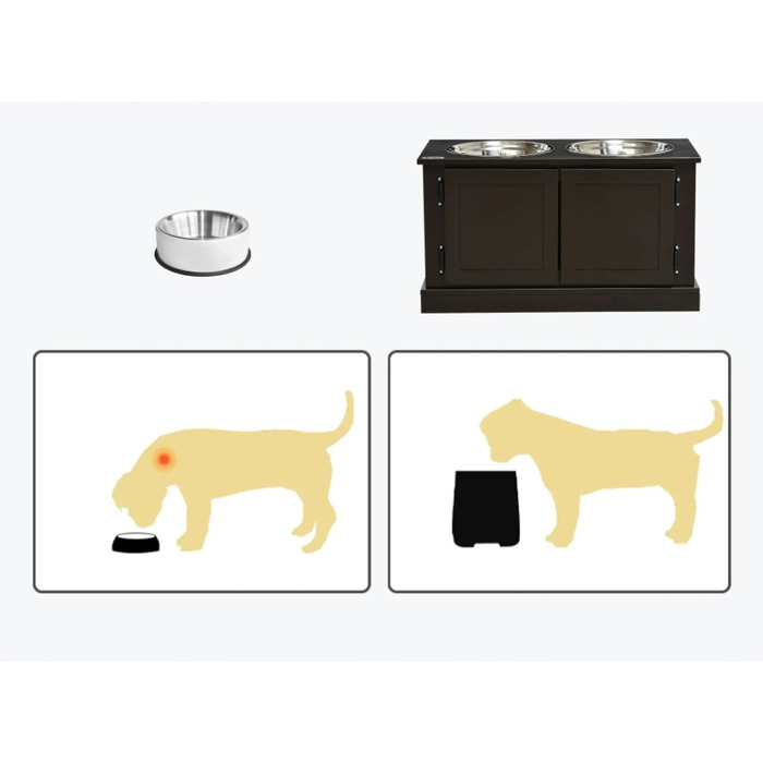 Підвищена стійка-тумба для собак з двома мисками для годування