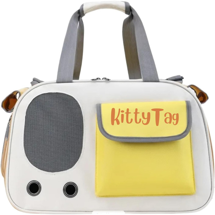 Сумка-переноска для тварин, цуценят, маленьких собак, котів, водонепроникна, преміум-шкіра PU, для прогулянок, подорожей, активного відпочинку, шопінгу (Жовта)