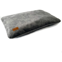 М'яке собаче ліжко з велюру, 100x70 см, сіре. Комфортне місце для відпочинку вашого улюбленця.