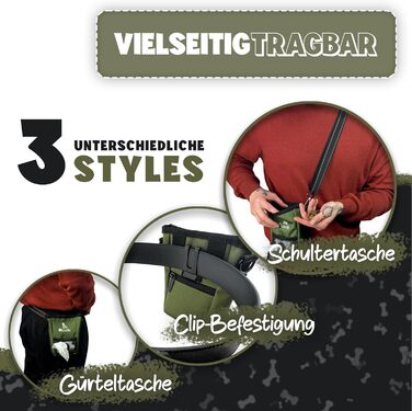 Сумка для ласощів SnackKeeper з магнітною застібкою, 650 мл, з дозатором для пакетів з відходами, на пояс для дресирування собак, колір: оливковий