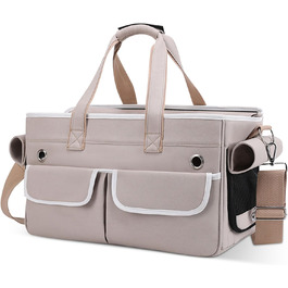 Транспортна переноска для котів та собак ALLSOPETS, складана, портативна, з м'якими кишенями, дихаюча, ідеальна для подорожей, кемпінгу, хаджінгу, (Хакі)