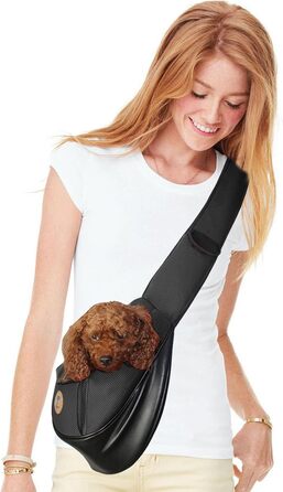 PETCUTE Сумка-переноска для собак, для маленьких собак, переноска для цуценят, дихаюча сітка, транспортна сумка, 9 кг (Чорний)